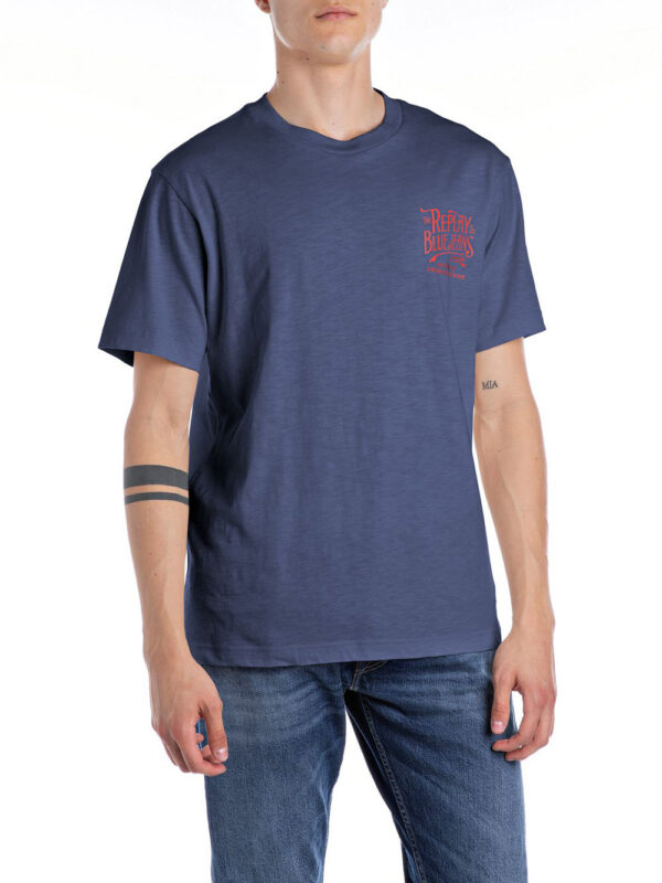 t-shirt replay slub jersey da uomo - blu9435849